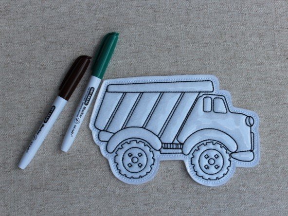 Dump Truck Flat Coloring Doll with erasable markers 