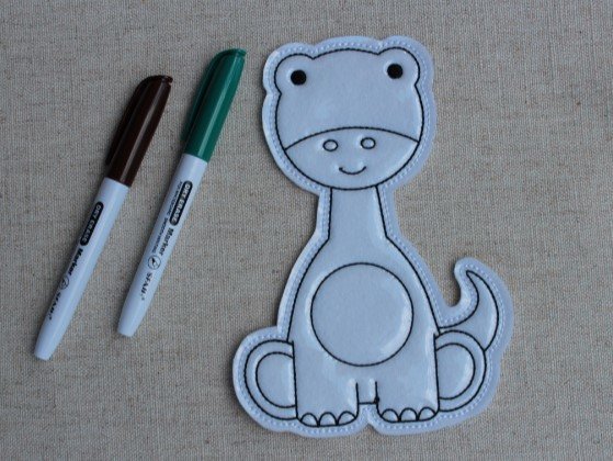 Dinosaur Set 1 - Embroidered Flat Coloring Dolls
