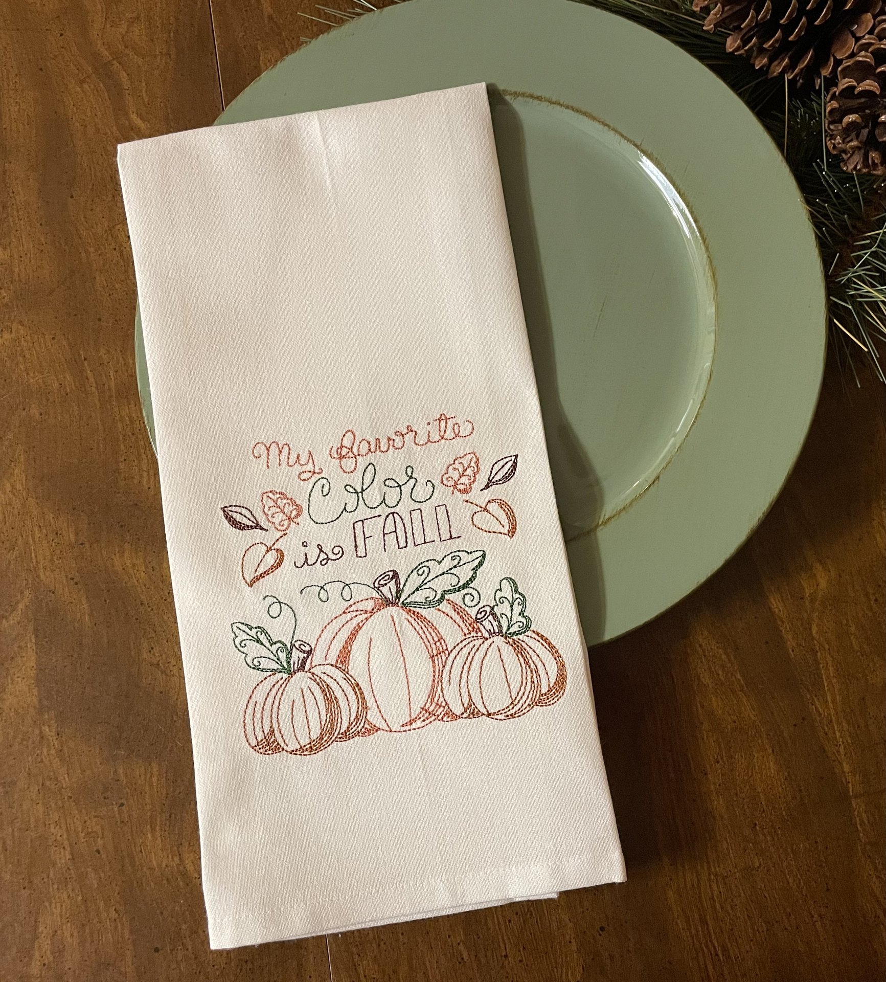 Favorite Color is Fall Pumpkin Tea Towel