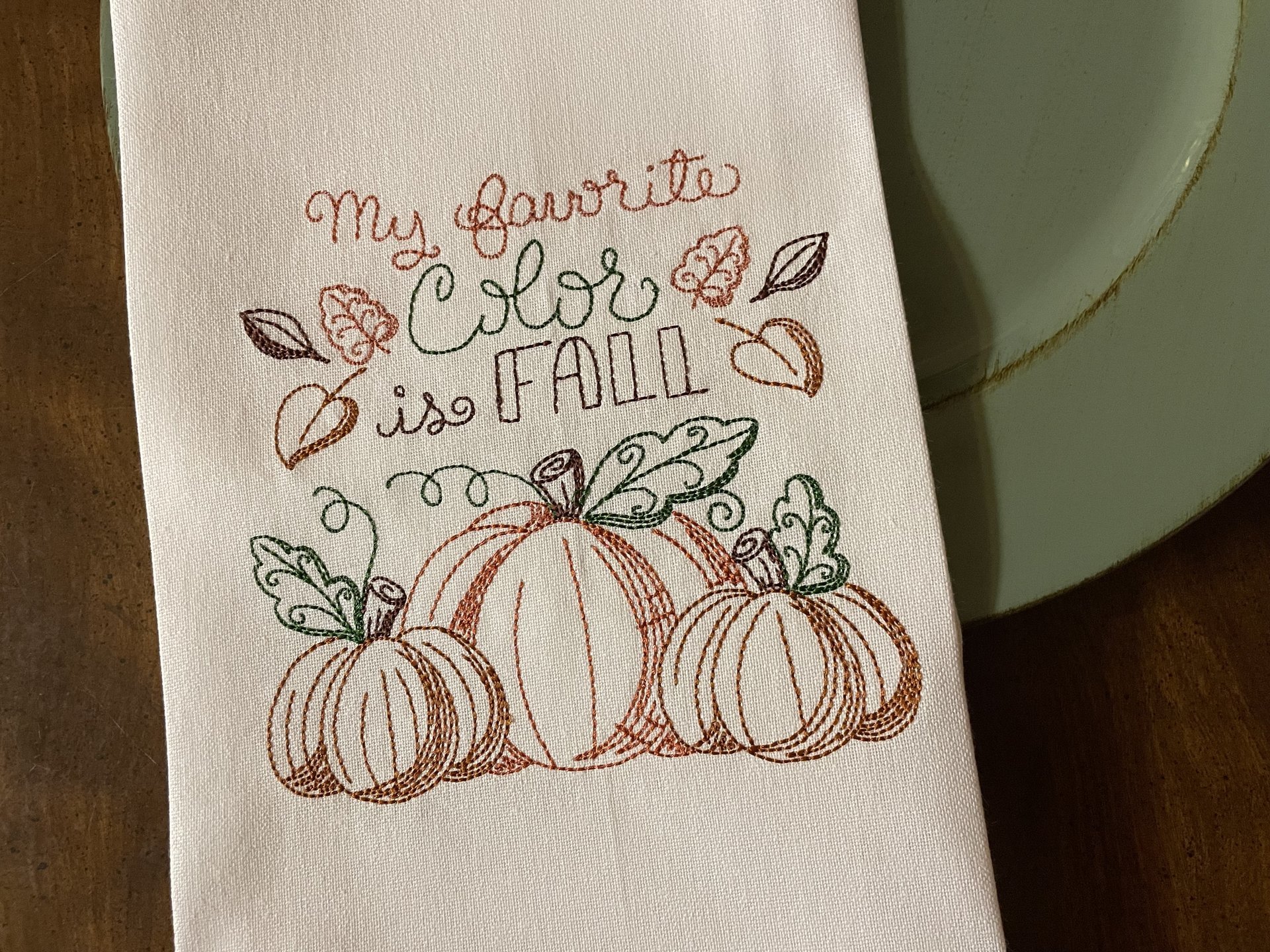 Favorite Color is Fall Pumpkin Tea Towel