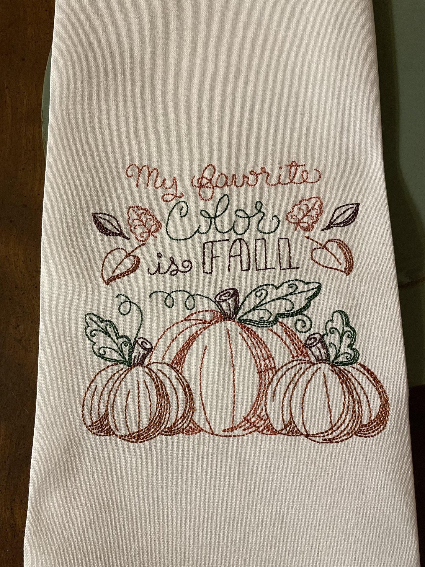 Favorite Color is Fall Pumpkin Tea Towel