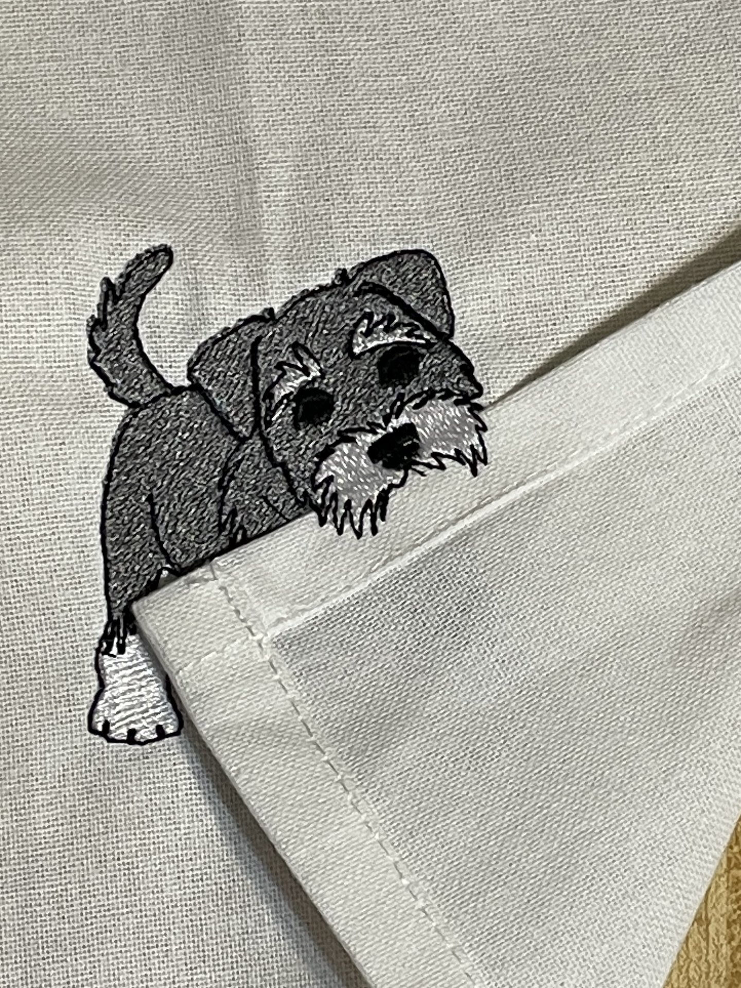 Schnauzer Playful Tea Towel Thief