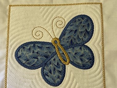 Shirley’s Custom Quilt Block - Embroidered Butterfly Applique 