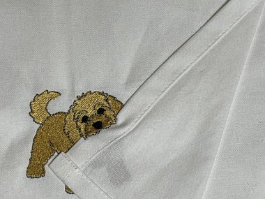 Playful Goldendoodle Tea Towel Thief